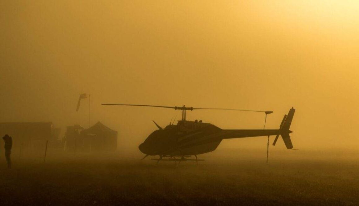 silhouette of helicopter